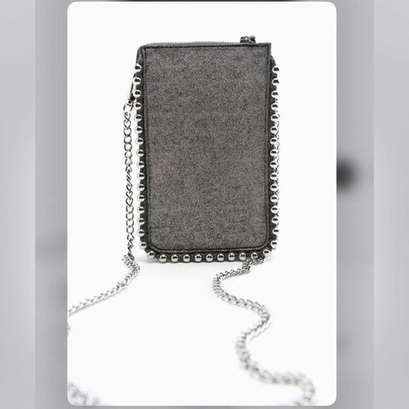Zara GRAY STUDDED CELL PHONE BAG - Picture 4 of 10